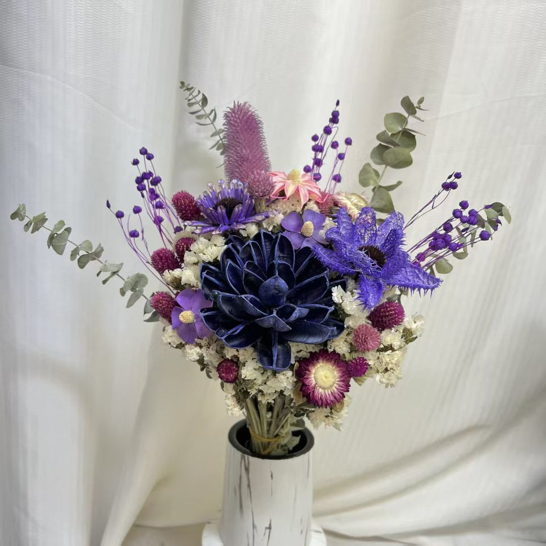 Dried Flower Bouquet Arrangement with Decorative Elements