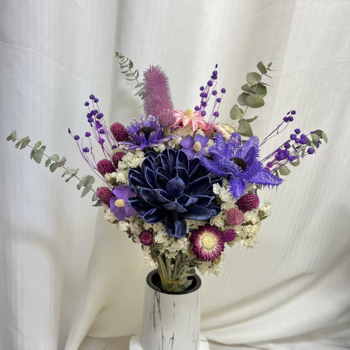 Dried Flower Bouquet Arrangement with Decorative Elements