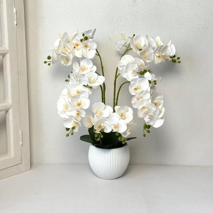 Lifelike Decorative Orchid Arrangement for Indoor Display