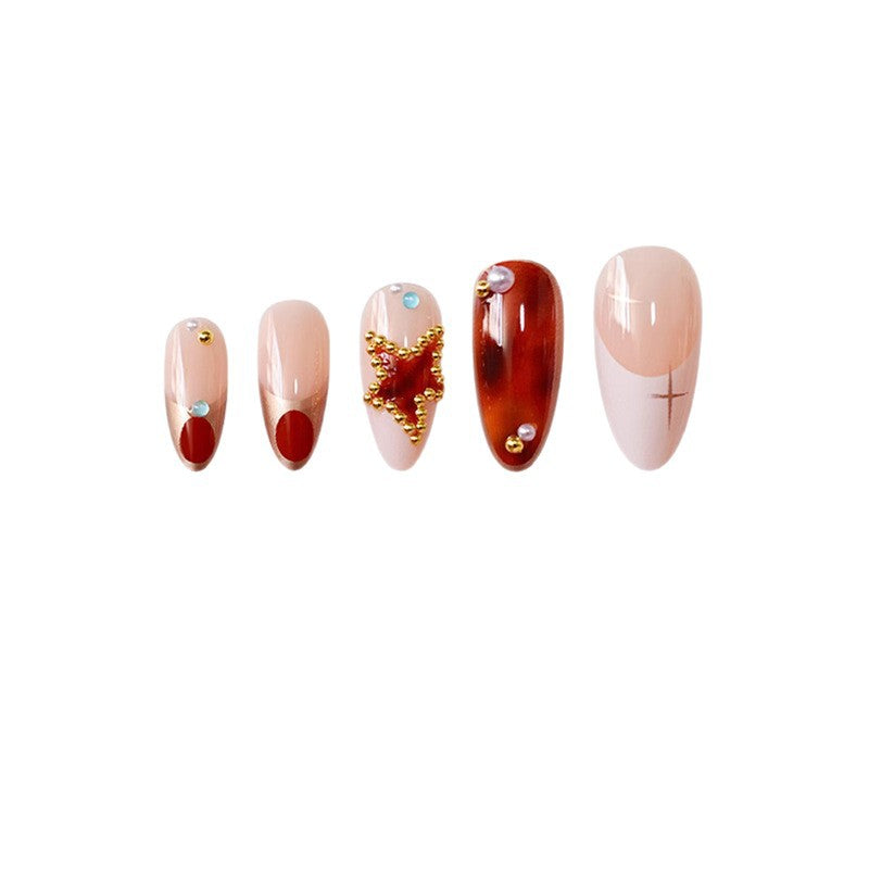 Decorative Stiletto Press-On Nails with Gemstone Accents Kalsten