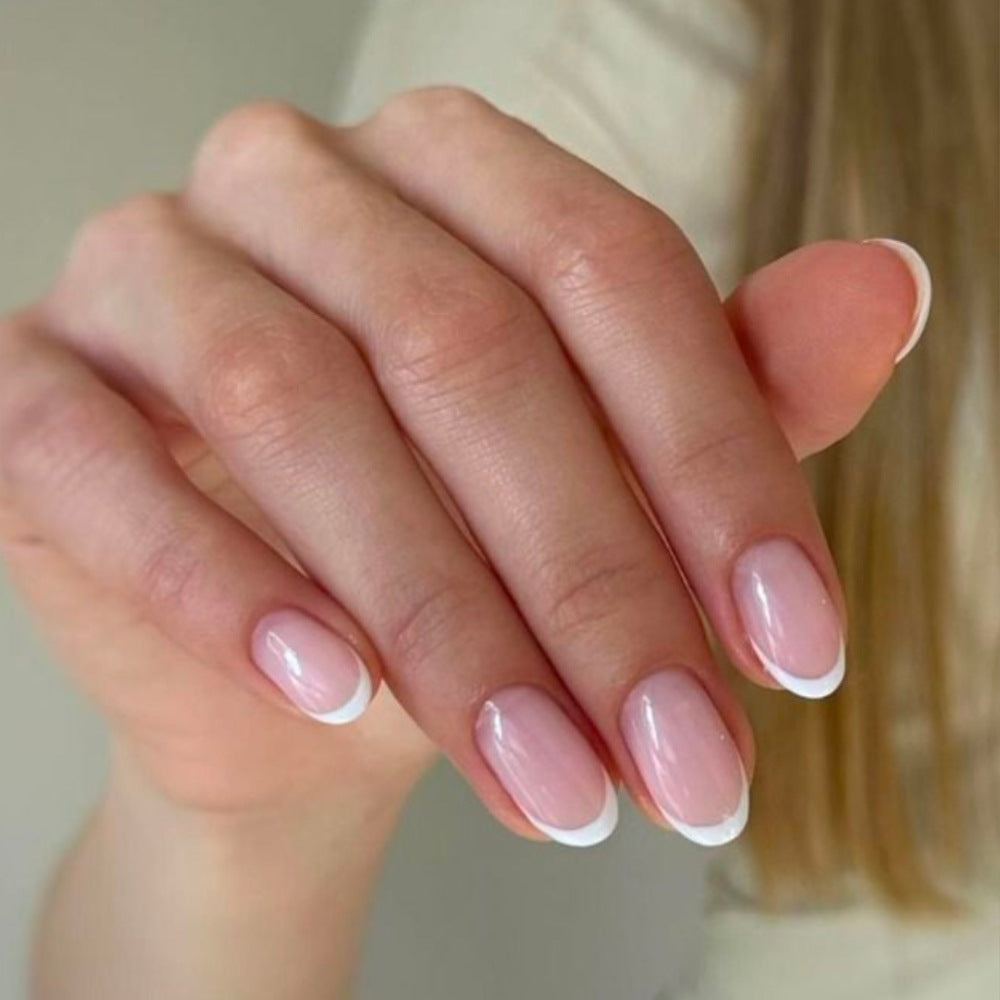 Elegant French Tip Almond-Shaped Press-On Nails