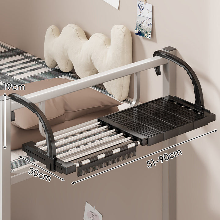 Expandable Over-Rail Telescopic Clothes Drying Rack with Multiple Stainless Steel Rods
