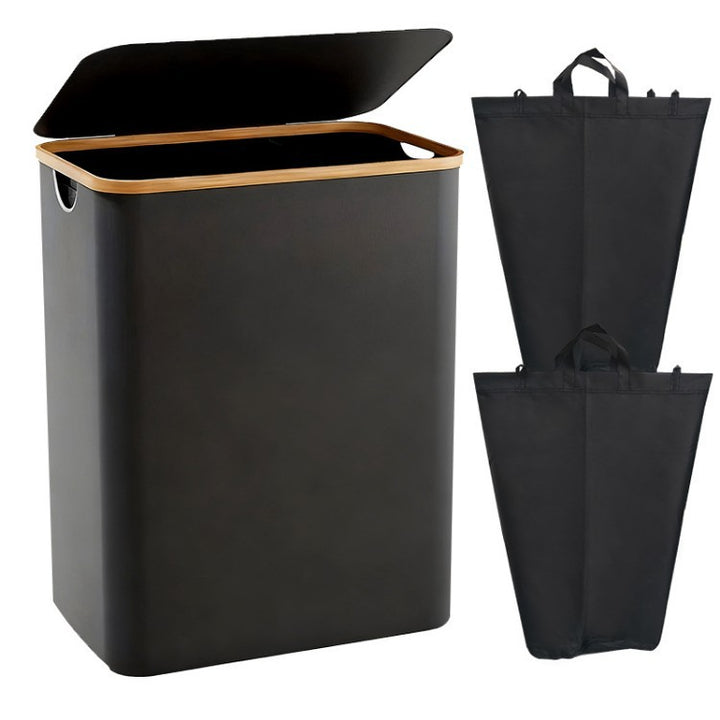 Laundry separation system with bamboo lid and multiple compartments Kalsten