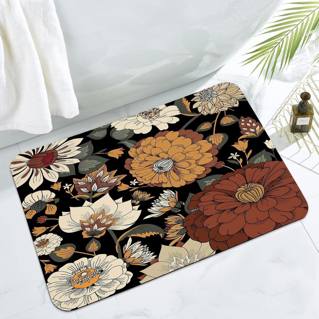 Artistic Floral Print Bathroom Mat