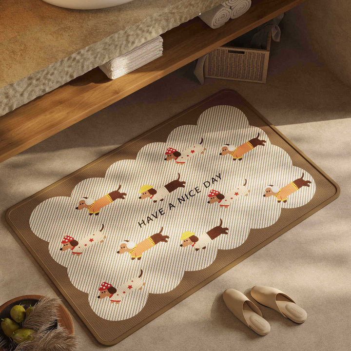Playful Dog-Themed Bath Rug