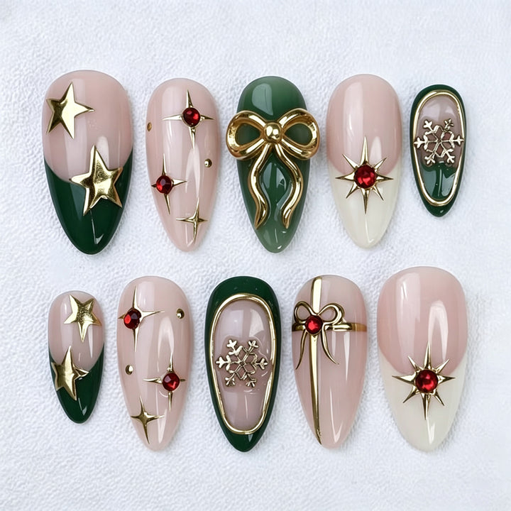 Holiday-Themed Glamorous Press-On Nail Art Set