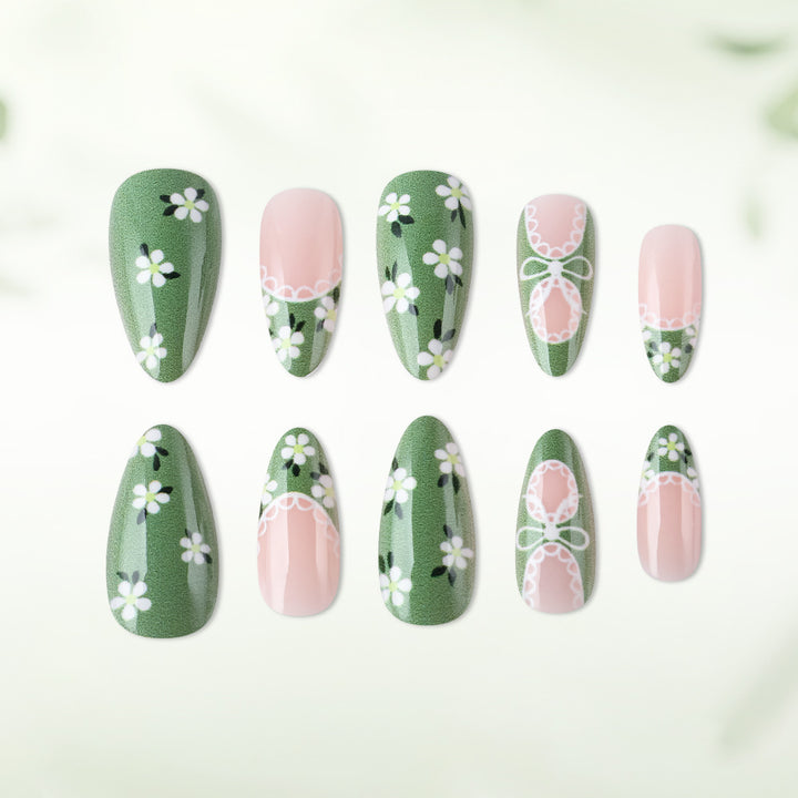 Floral Lace-Design Press-On Nails Kalsten