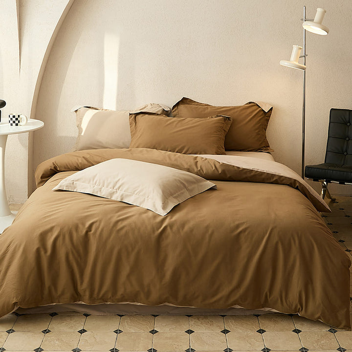 Bedding set made of premium cotton blend fabric reversible design with hidden zipper