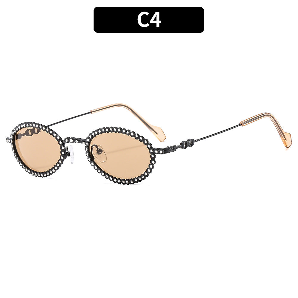 Ornate Oval Frame Sunglasses
