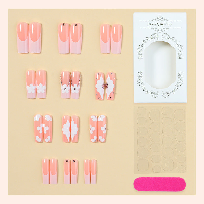 Artificial nail set with delicate flower and glitter details Kalsten