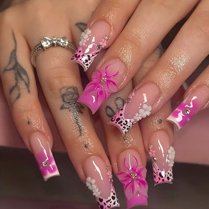 3D Floral Accent Acrylic Nail Extensions Kalsten