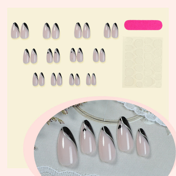Premium Decorative Press-On Nail Set with Elegant French Design Kalsten