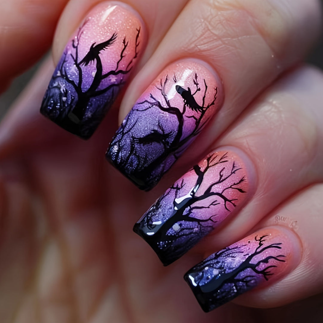 Creative nail art with mystical autumn forest design Kalsten