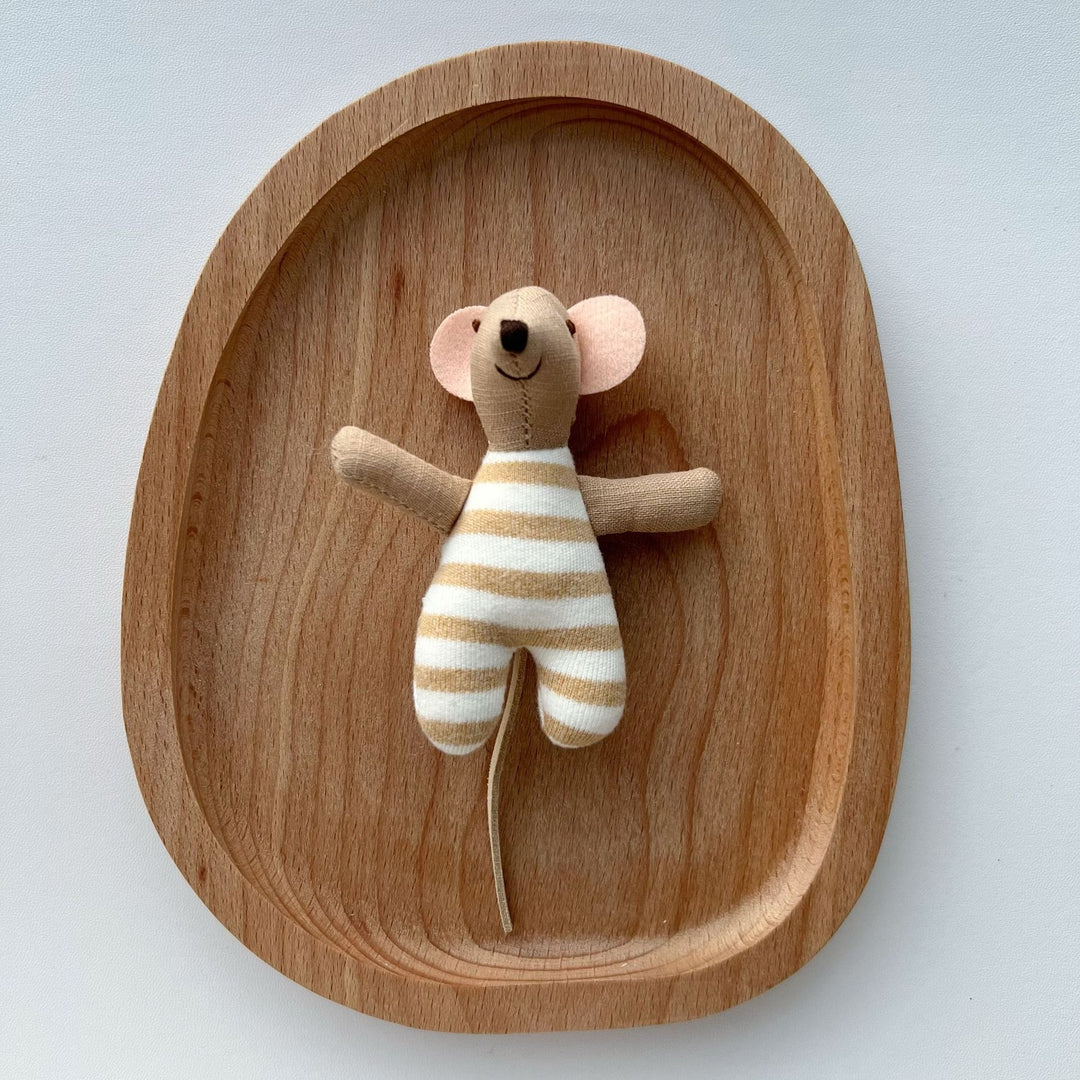 Handcrafted Cotton Plush Mouse Doll with Crochet Dress