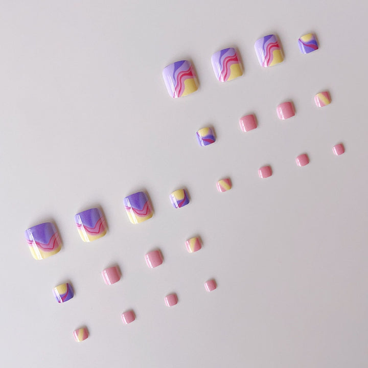 Acrylic nail set with colorful wave pattern Kalsten