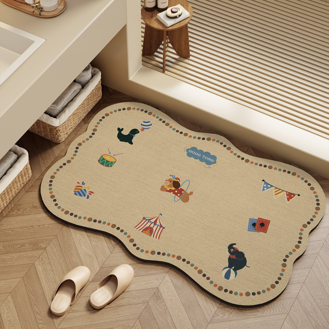 Playful dog-themed bath mat