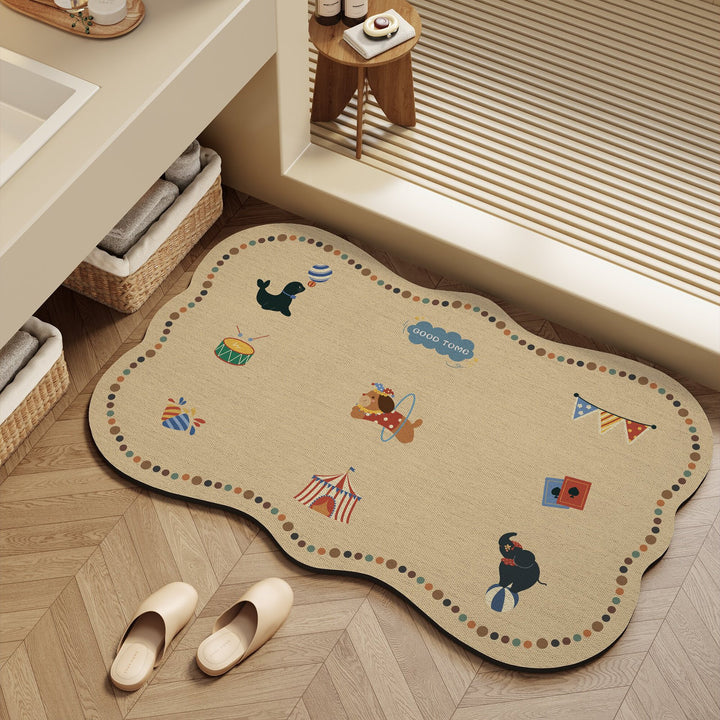 Playful dog-themed bath mat