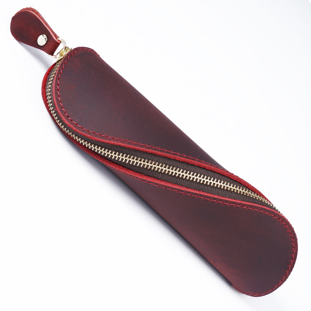 Leather Pencil Case with Zipper