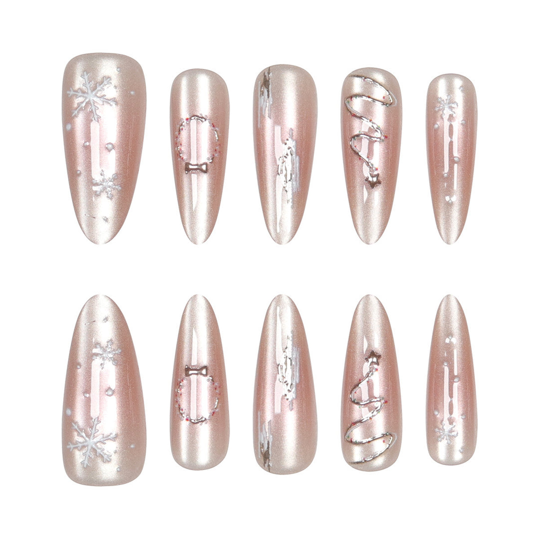 Premium Stiletto Press-On Nails with Elegant Frosted Design Kalsten
