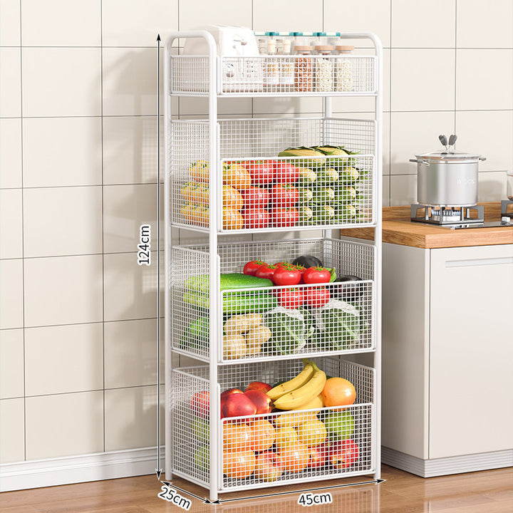 Rolling Kitchen Storage Organizer with Adjustable Mesh Baskets Kalsten