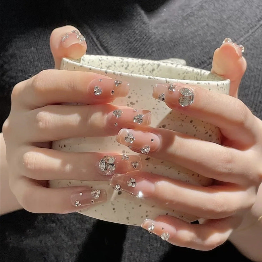 Glamorous Rhinestone-Decorated Press-On Nails Kalsten