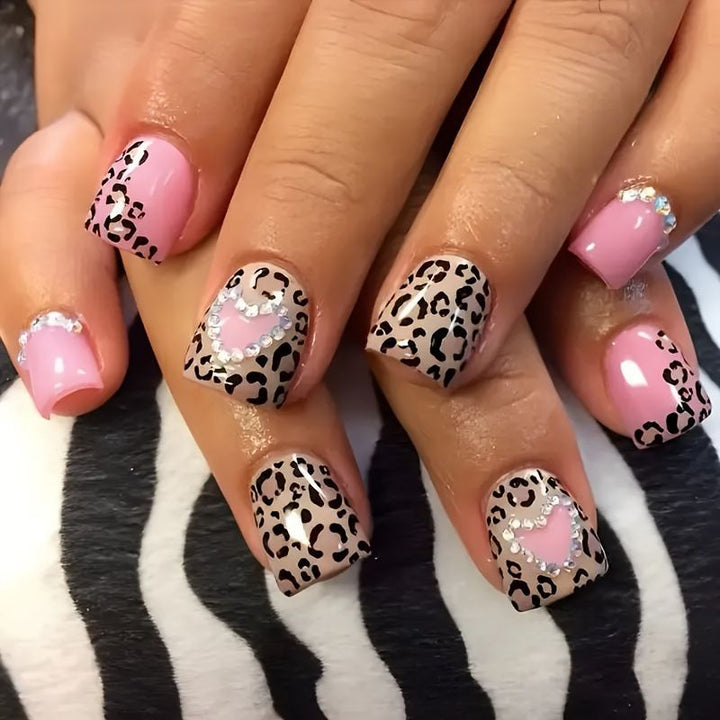 Glamorous artificial nail collection with animal motif and crystal embellishments Kalsten