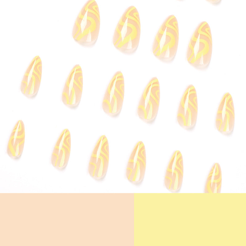 Artful Stiletto Nails with Modern Wave Design Kalsten