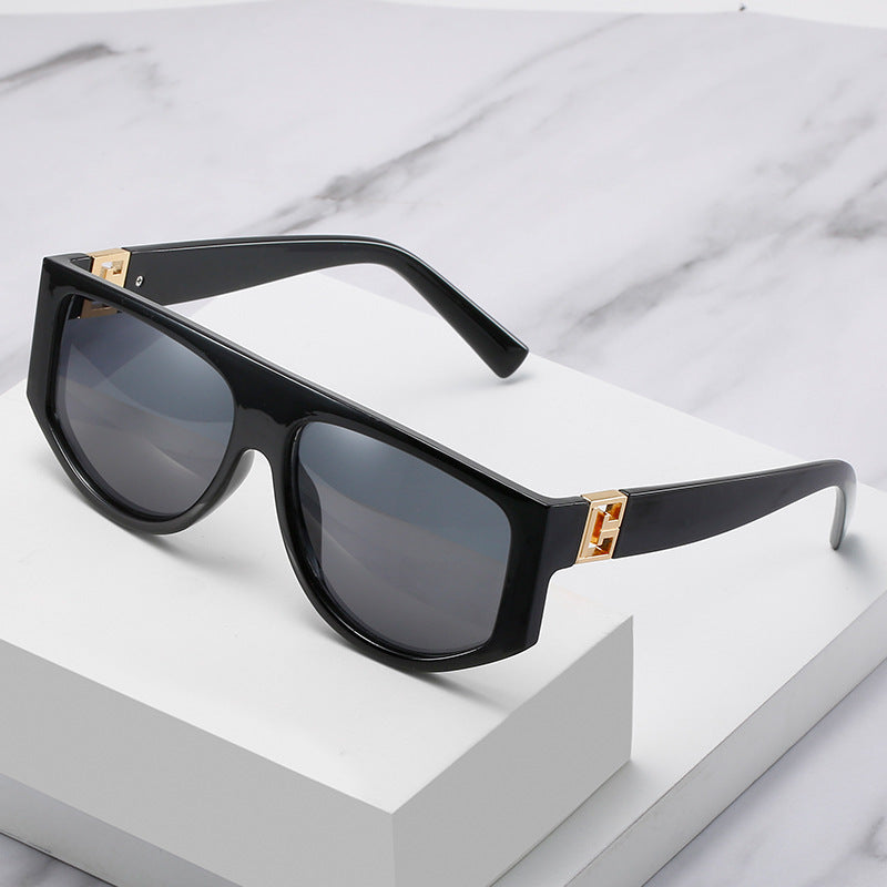 Oversized Shield Sunglasses with Metallic Accents Kalsten
