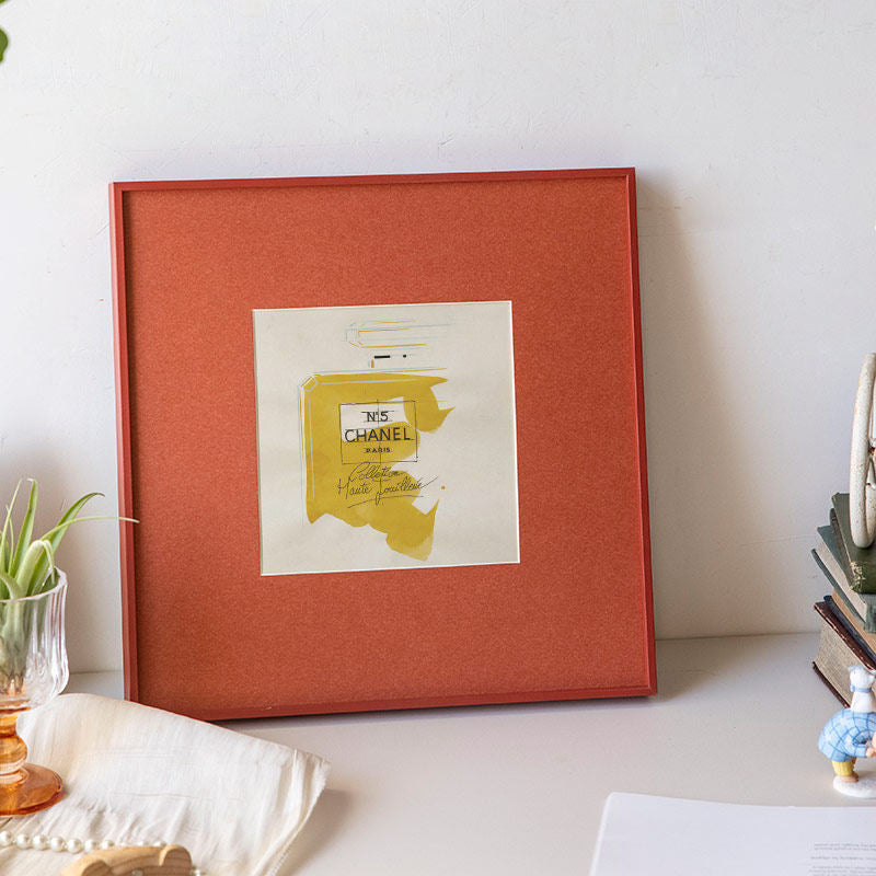 Artistic Framed Perfume Bottle Illustration for Home