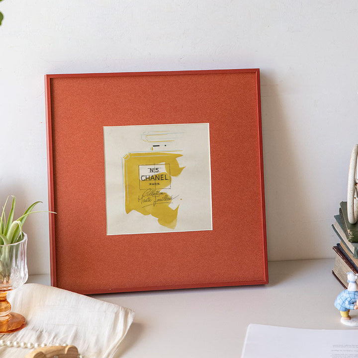 Artistic Framed Perfume Bottle Illustration for Home