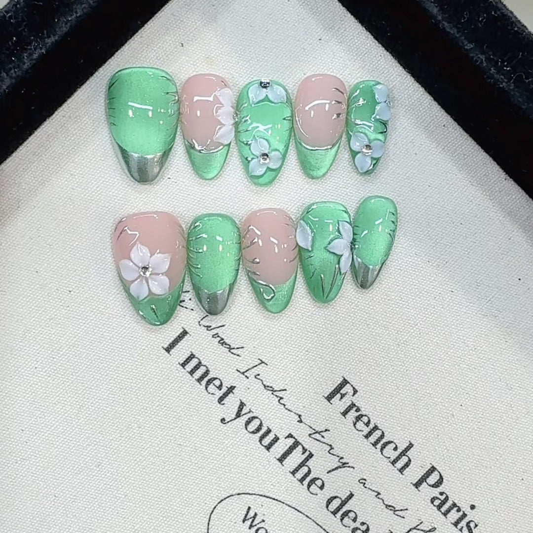 Floral Acrylic Nail Set Kalsten