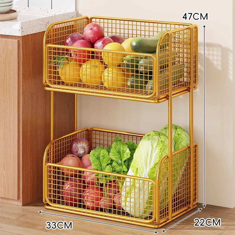 Compact Rolling Mesh Pantry Organizer Cart with Deep Ventilated Baskets and Locking Casters
