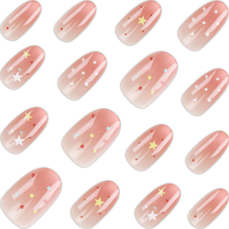 Artistic Press-On Nails with Star and Dot Design Kalsten