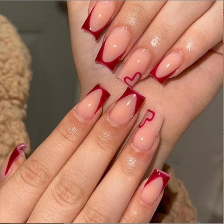 Elegant Heart-Embellished Nail Art Design Kalsten