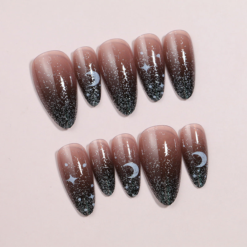 Artistic Ombre Press-On Nail Set with Celestial Design Kalsten