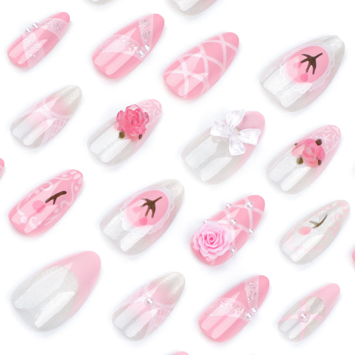 Artful Nail Extensions with Romantic Accents Kalsten