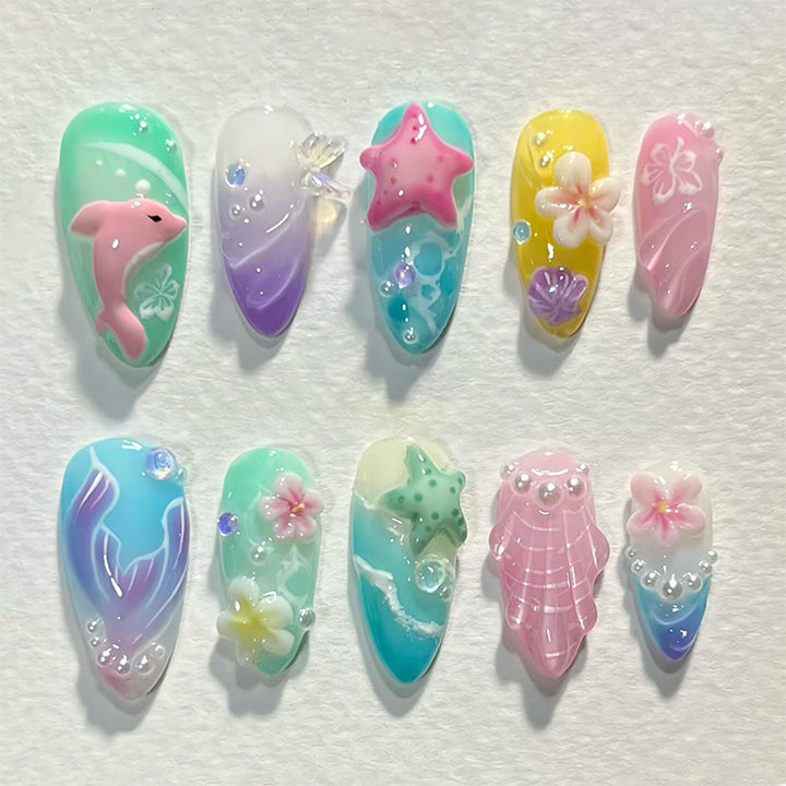 Artistic Underwater-Themed Press-On Nails kalsten