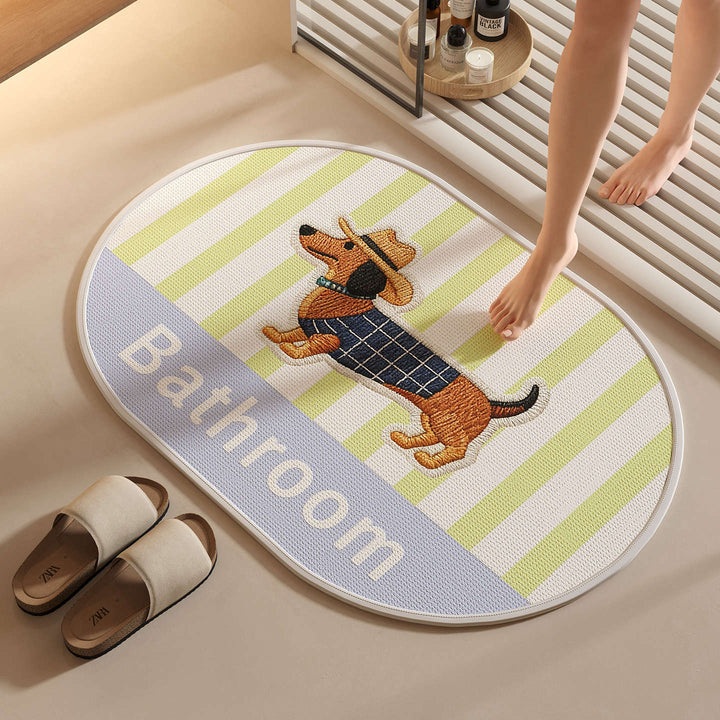 Embroidered Dog-Themed Bath Mat
