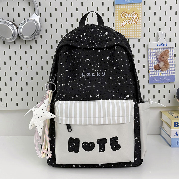 Cute Illustrated Star-Embellished Backpack Kalsten