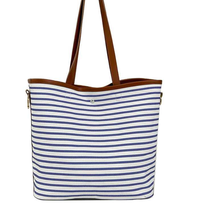 WoStriped Canvas Beach Tote Bag Kalsten