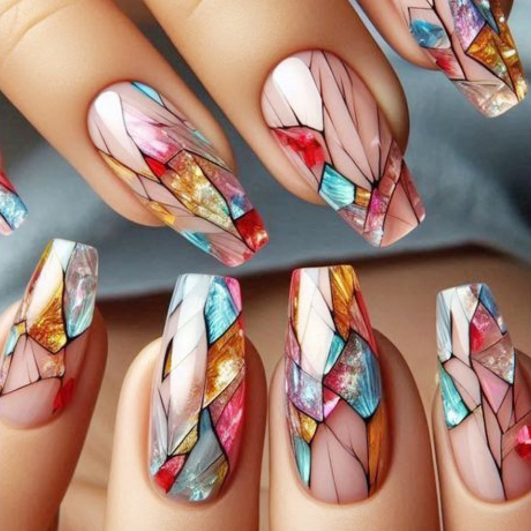Stained Glass Art 3D Nail Extensions Kalsten