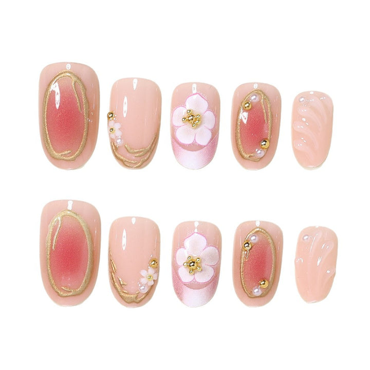Floral Embellished Press-On Nail Art Set Kalsten