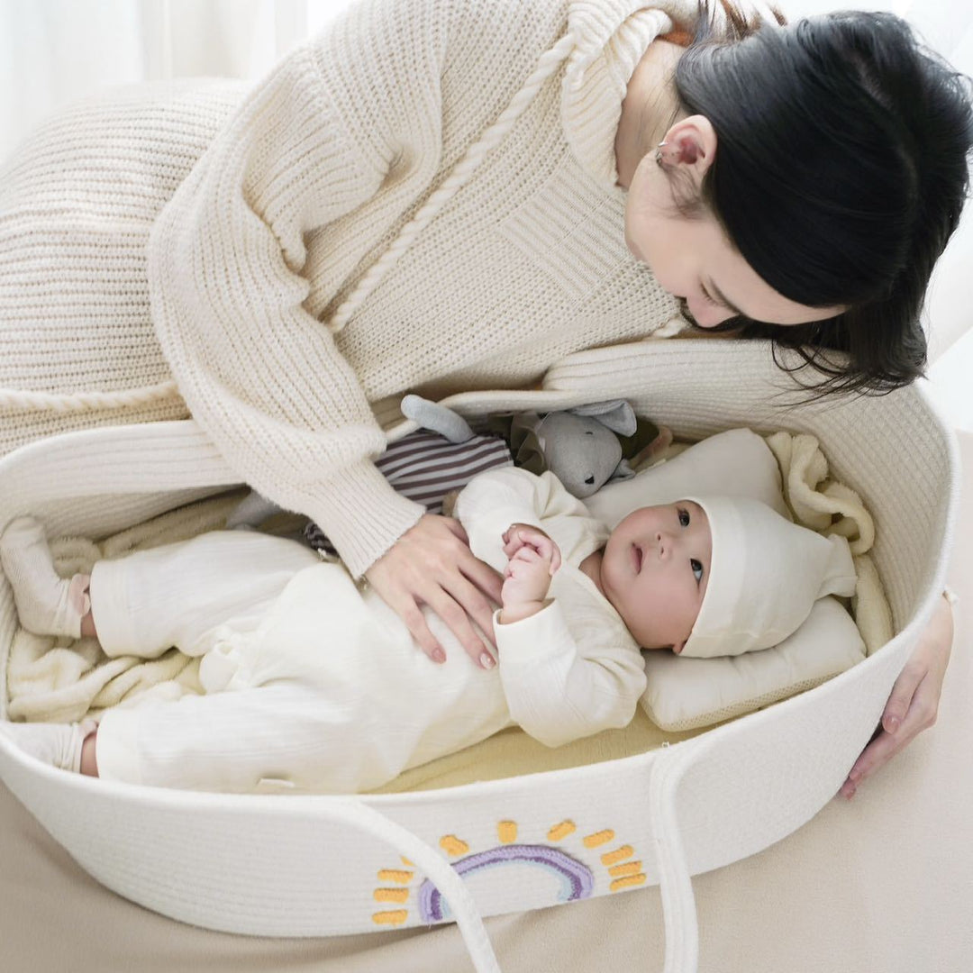 Portable Rope-Style Baby Moses Basket Bassinet with Handles