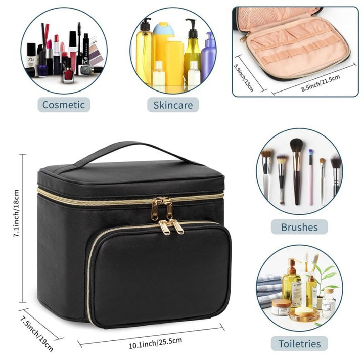Cosmetic organizer bag with multiple compartments and insulating interior Kalsten