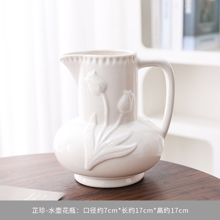 Decorative Floral Pitcher Vase