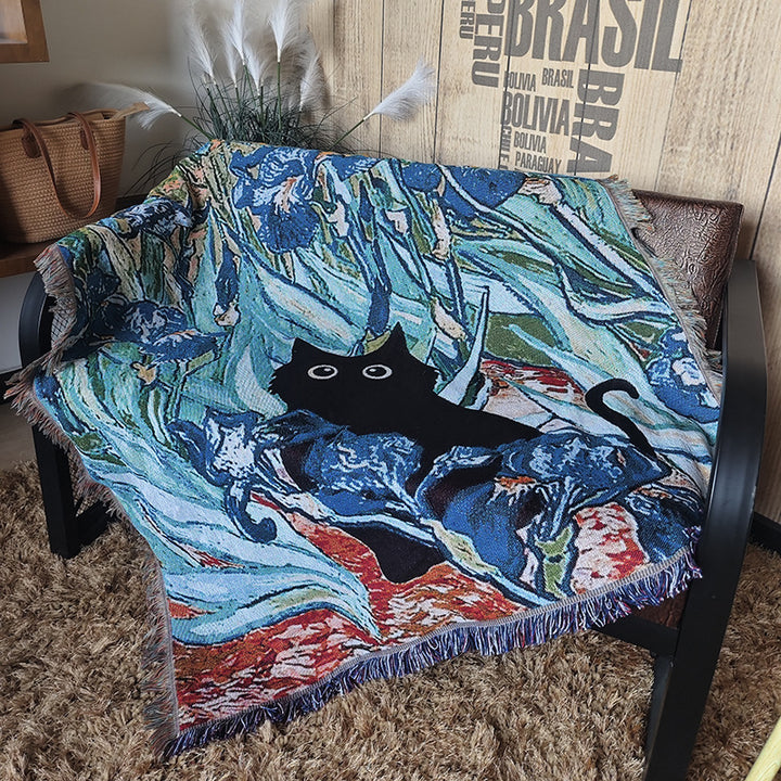 Artistic Cat-Themed Throw Blanket