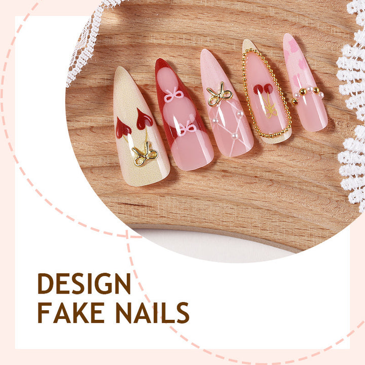 Nail art set with romantic heart and bow motifs Kalsten