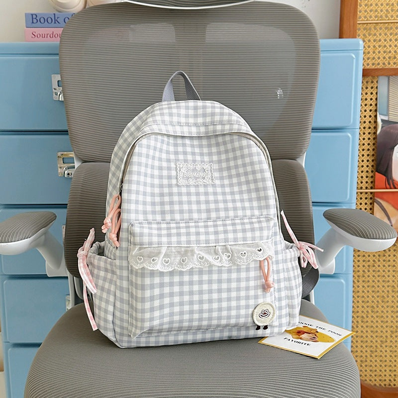 Cute Gingham Print Backpack Kalsten