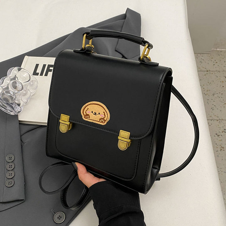 Playful Cartoon-Embroidered Satchel Bag Kalsten
