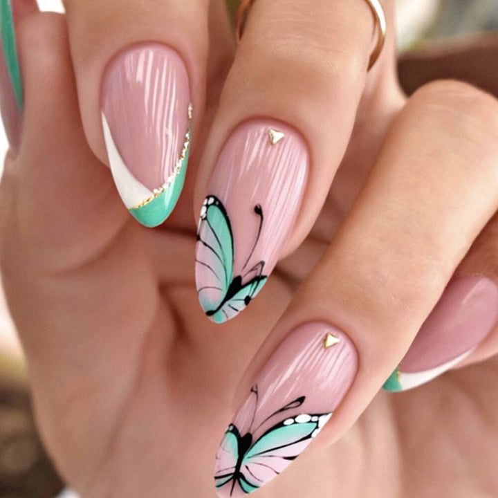 Artistic Heart-Accent Press-On Nail Set Kalsten